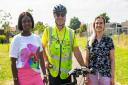 Funmi Atolagbe, Richard Jordan and Anna Gibbs, who has done a refreshers course in cycling courtesy of Barking and Dagenham Council, Be First and Vandome Cycles.