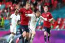 Czech Republic's Tomas Soucek (left) and England's Luke Shaw battle for the ball during the UEFA Euro 2020 Group D match at Wembley Stadium, London. Picture date: Tuesday June 22, 2021.