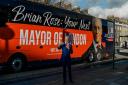London mayoral candidate Brian Rose visited Dagenham in his 'digital campaign bus'.