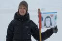 Maria Ahsen's flag flies in Antarctica. Picture: Barking Abbey School
