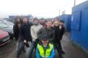 Dagenham Sunday Market owner Frank Nash, front, with some of the film crew. Picture: Frank Nash