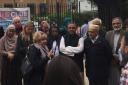 Margaret Hodge speaks to police and residents about police efforts to tackle prostitution outside the Al Madina mosque in Victoria Road (Picture: Danielle Jalowiecka)