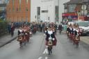 The Dagenham Girl Pipers led the Remembrance Sunday march.