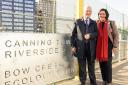 Mayors John Biggs and Rokhsana Fiaz at the launch of the walkway linking Poplar to Canning Town. Picture: LBTH