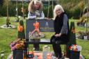 Knife crime victim Ricky Hayden's sister April and mother Suzanne Hedges by Ricky's memorial bench at the Forest Park Crematorium. Picture: Ken Mears