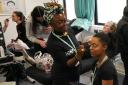 Face painting in a college beauty competition at the skills show