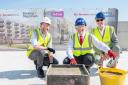 Cllr Darren Rodwell (centre) was there for the scheme's topping out