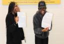 Precious Imoh and Faith Francis after collecting their GCSE results.