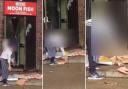 A 'disgusting' video captured a staff member at Moon Fish, in East Street, Barking, breaking up frozen fish by hurling them at the kerb