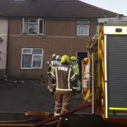 Firefighters at the scene in Maxey Road, Dagenham