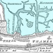 Perry’s plan c1715 showing the extent of the breach (blue indicates flooded area)