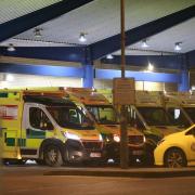 Ambulances outside Queen's Hospital, Romford in December.