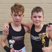 Jayden Slade on the left with the winning debutant Ollie Warner on the right