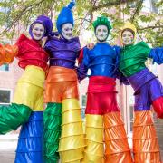 Rainbow stilt walkers Upper Level will be among the entertainment in Barking and Dagenham parks this weekend.