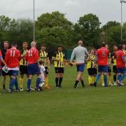The two teams coming out of the tunnel prior to kick off in the Charity Game for the British Dyslexia Association and Dyspraxia Foundation.