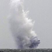 Royal Navy bomb disposal experts detonate an unexploded Second World War bomb in the Thames estuary off Shoeburyness in 2018