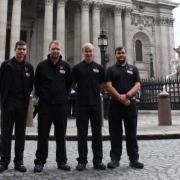 Barking and Dagenham College students Sam Crosby, Chris Lashmar, Charlie Lapworth and Chris Robertson at St Pauls Cathedral