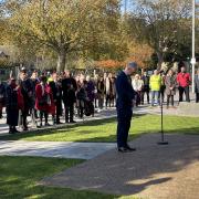 Cllr Dominic Twomey, deputy leader of Barking and Dagenham Council, at the Remembrance Day memorial at Job Drain Memorial in Barking in 2021