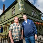 Colin Coogan and Austin Whelan outside The Acorn pub