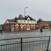 The roof of the pub was gutted by fire as per images from the scene