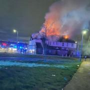 An image of the blaze taken by a passer-by in the early hours of this morning