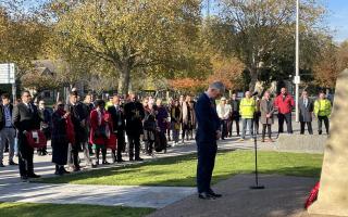 Cllr Dominic Twomey, deputy leader of Barking and Dagenham Council, at the Remembrance Day memorial at Job Drain Memorial in Barking in 2021