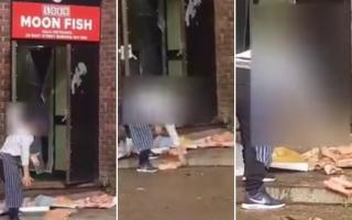 A 'disgusting' video captured a staff member at Moon Fish, in East Street, Barking, breaking up frozen fish by hurling them at the kerb