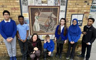 Children from two Barking schools helped design mosaic border