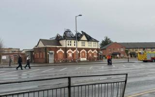 The roof of the pub was gutted by fire as per images from the scene