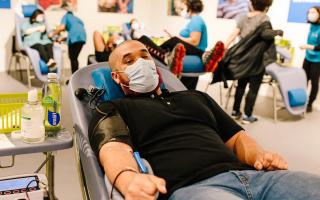 Blood donor helping NHS shortage